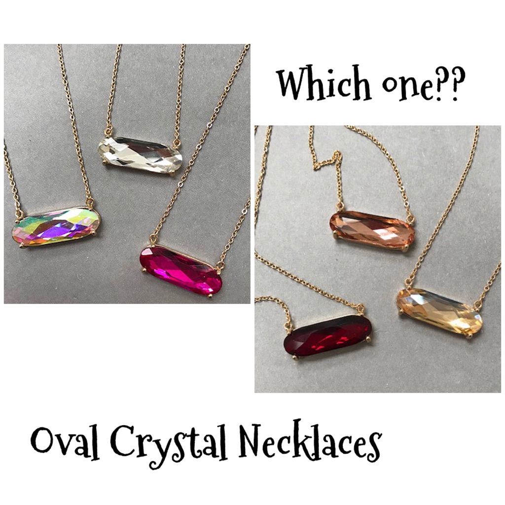 Faceted Oval Crystal Necklace-Boutique